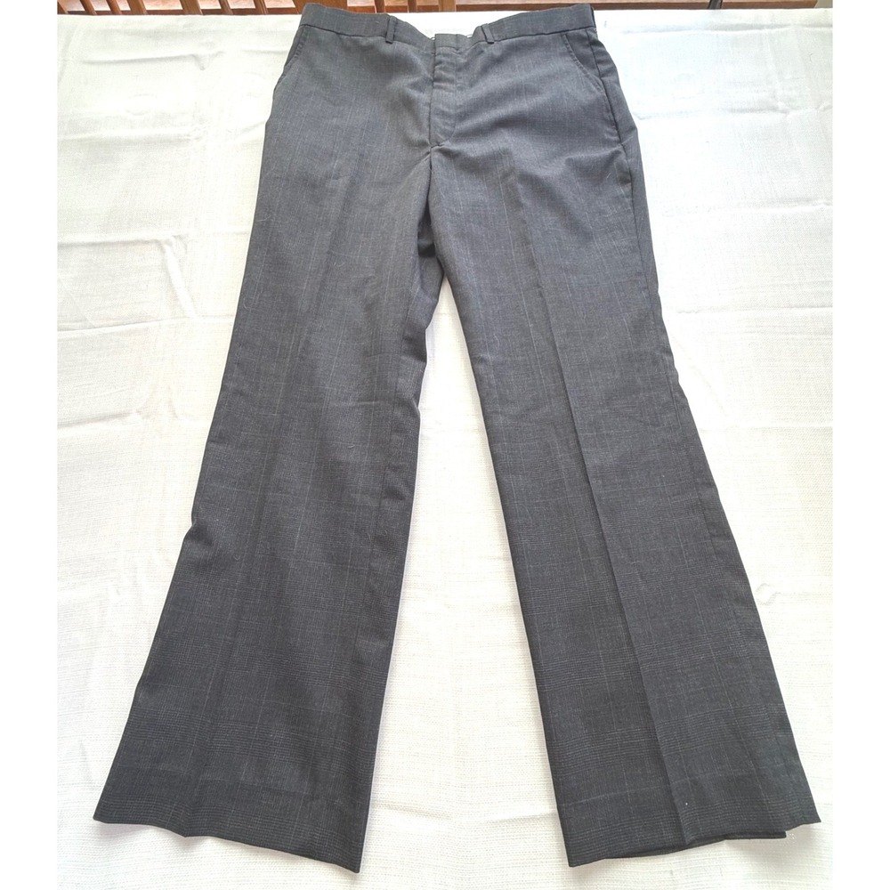 Hill & Archer Mens Charcoal Gray Glen Plaid Dress Pants Trousers 36x30